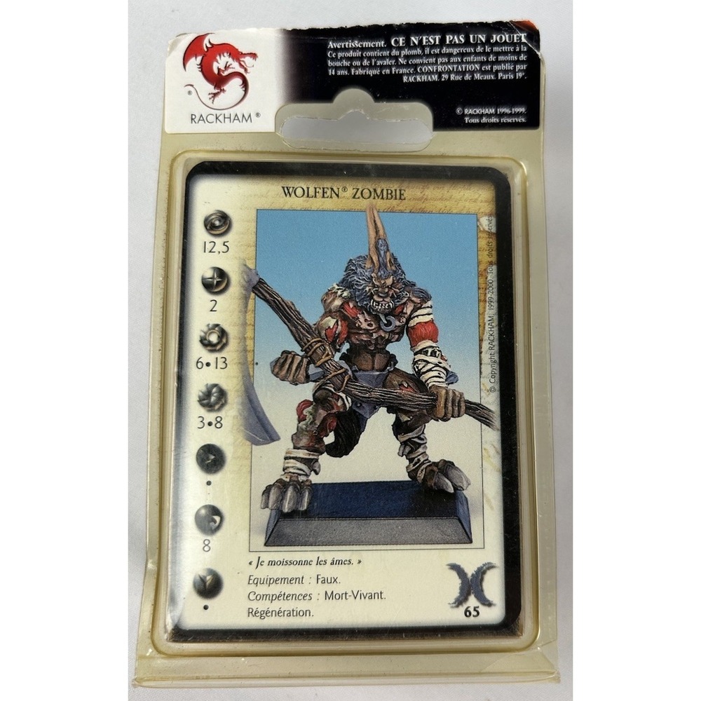 SEALED Rackham Confrontation Wolfen Zombie 2 Metal Miniature With Card 1999